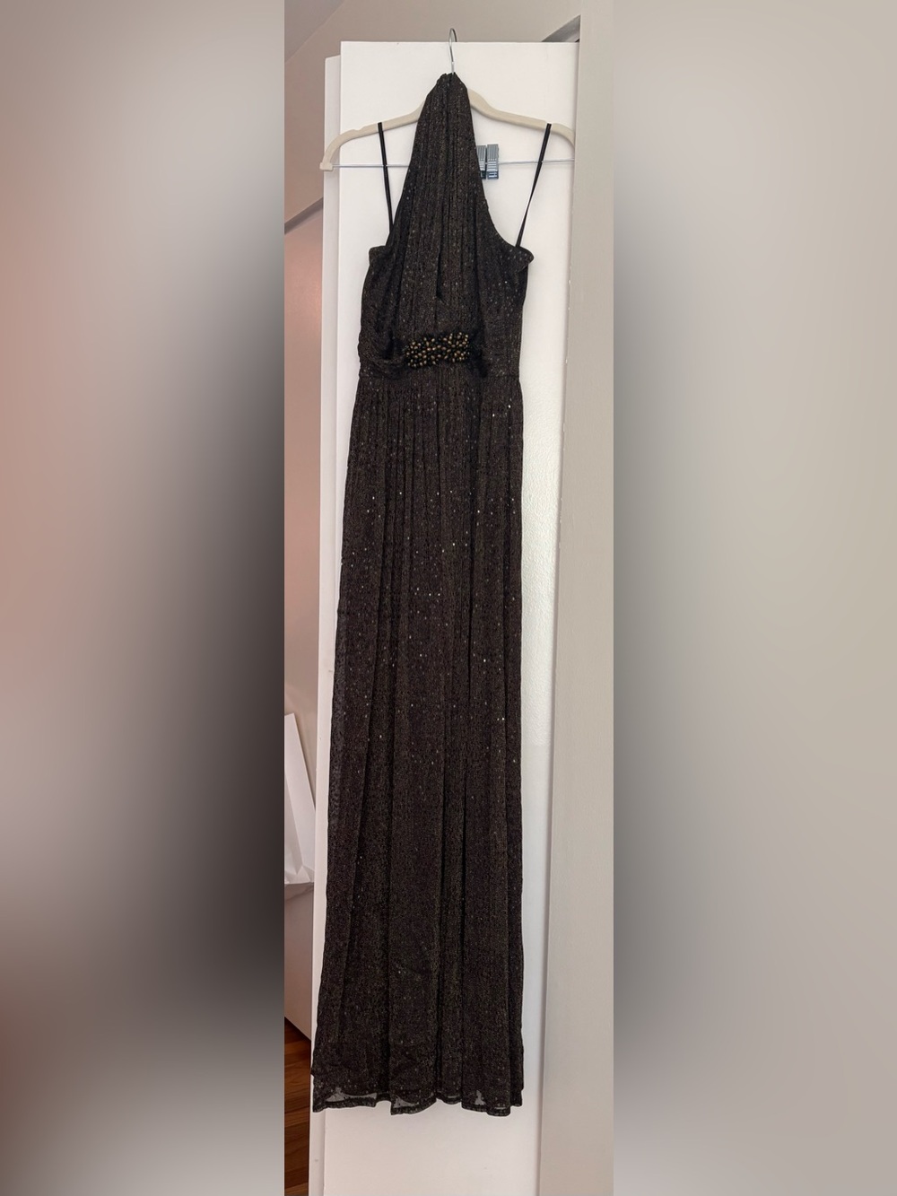 Sparkle Pleated Maxi Skirt - Black
